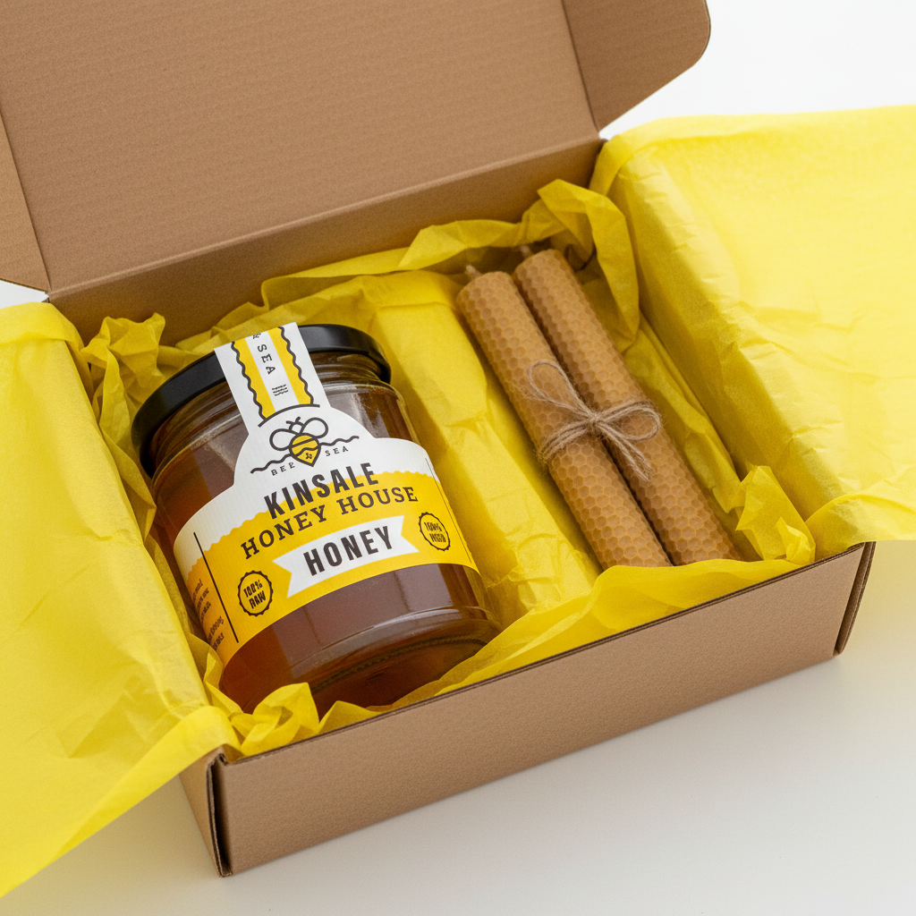 Kinsale Honey Gift Set in brown box with yellow tissue paper